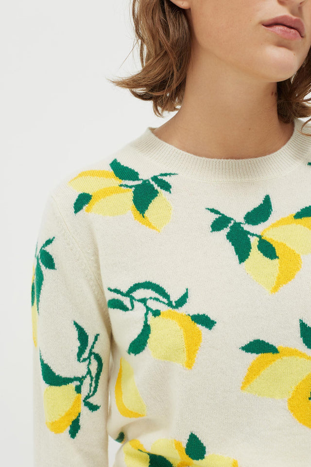 Cream Allover Lemon Cashmere Sweater image 4
