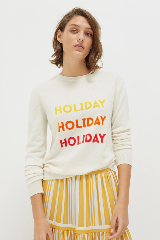 Cream Holiday Wool-Cashmere Sweater image 1
