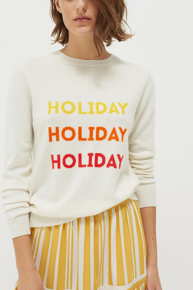 Cream Holiday Wool-Cashmere Sweater image 4
