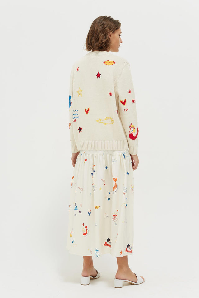 Cream Mermaid Chunky Knit Sweater image 6