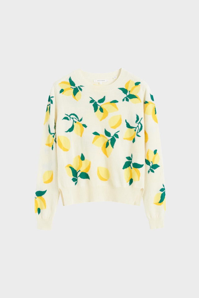 Cream Allover Lemon Cashmere Sweater image 2