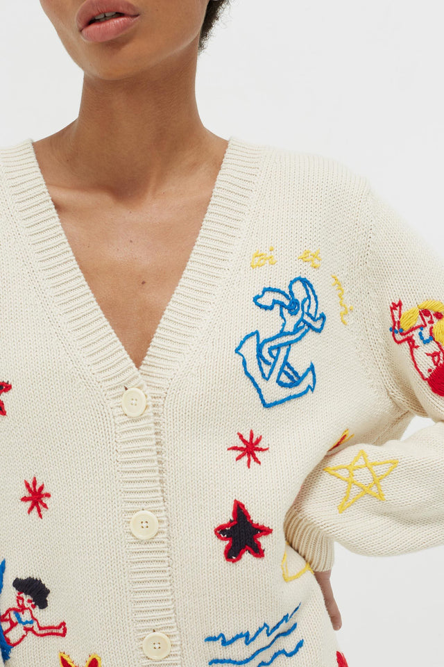 Cream Mermaid Chunky Knit Cardigan image 5