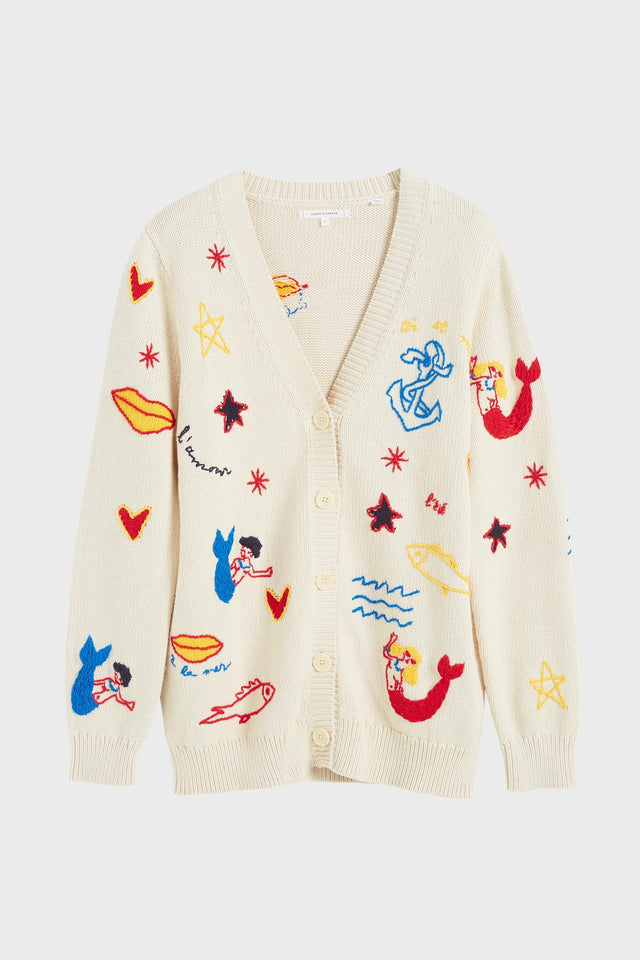 Cream Mermaid Chunky Knit Cardigan image 2