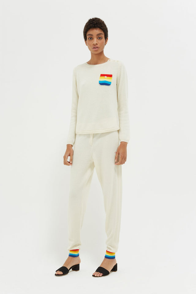 Cream Rainbow Pocket Cashmere Sweater image 4