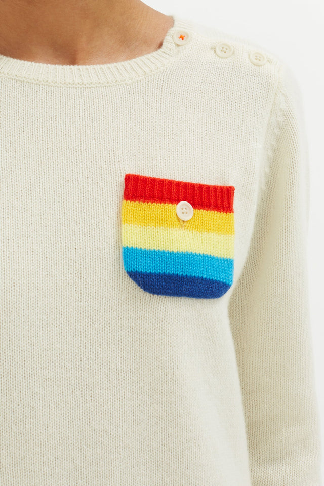 Cream Rainbow Pocket Cashmere Sweater image 5