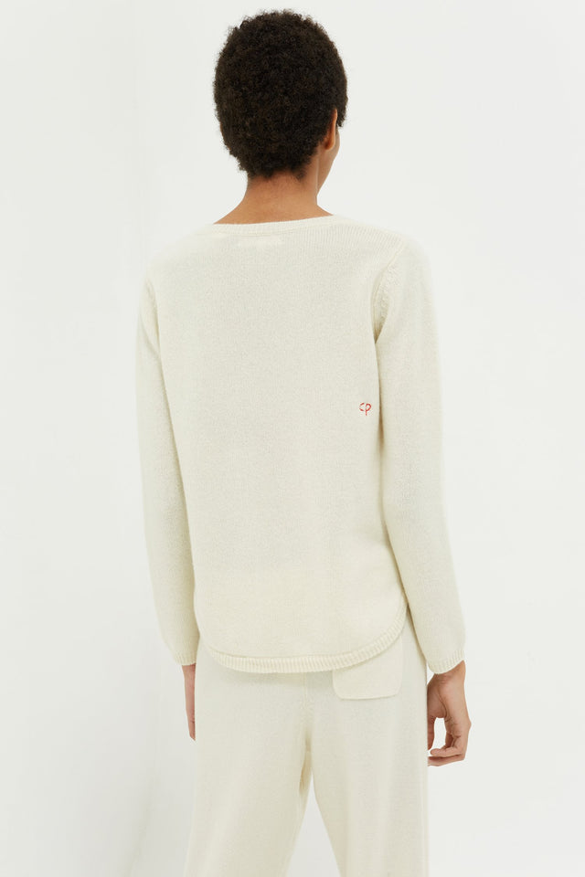 Cream Rainbow Pocket Cashmere Sweater image 3