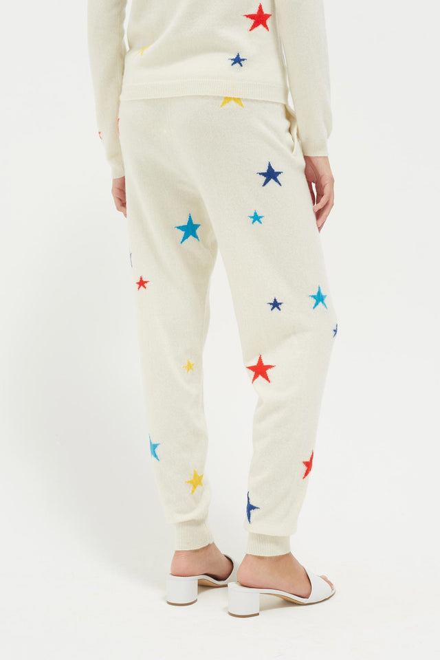 Cream Tonal Star Cashmere Track Pants image 5