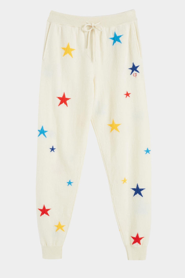 Cream Tonal Star Cashmere Track Pants image 2