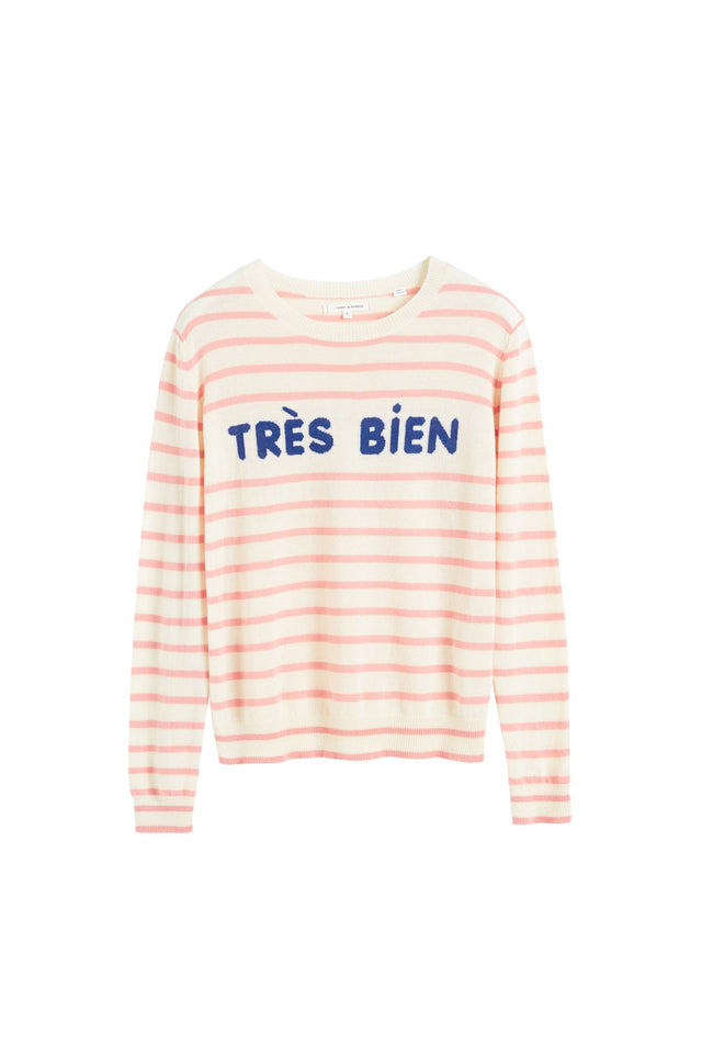 Cream Très Bien Striped Cashmere Sweater image 2