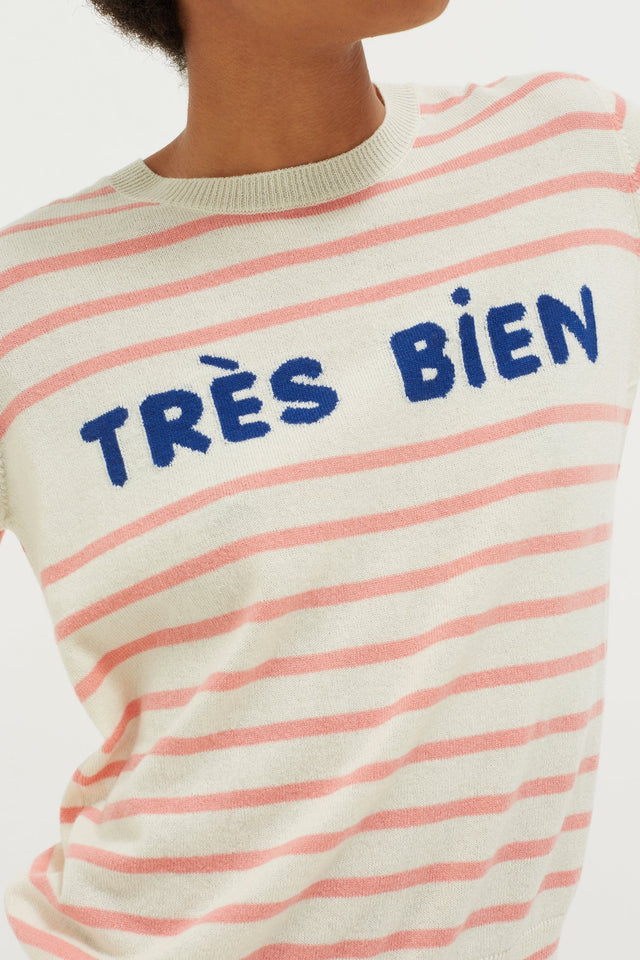 Cream Très Bien Striped Cashmere Sweater image 3