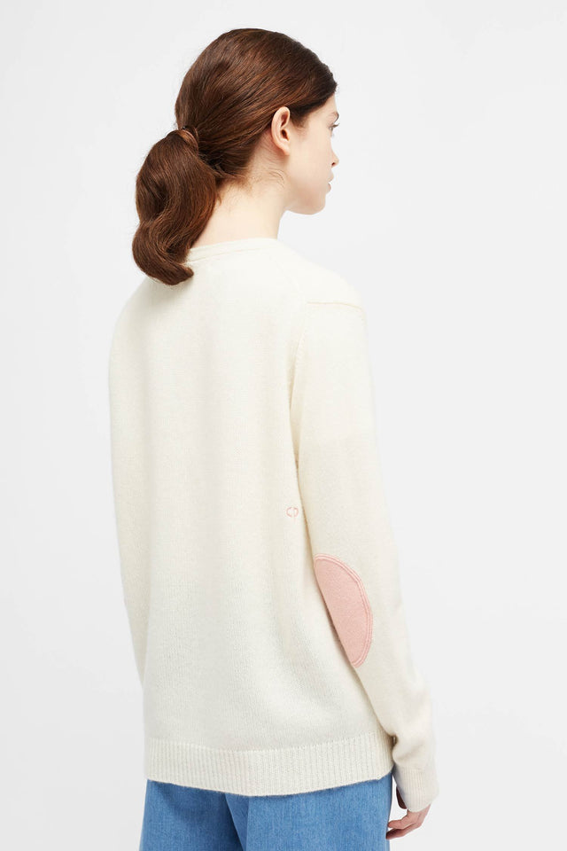 Cream Elbow Patch Cardigan image 1