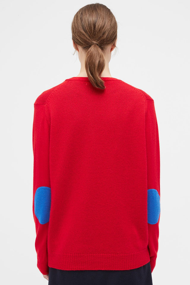 Red Elbow Patch Cashmere Cardigan image 5