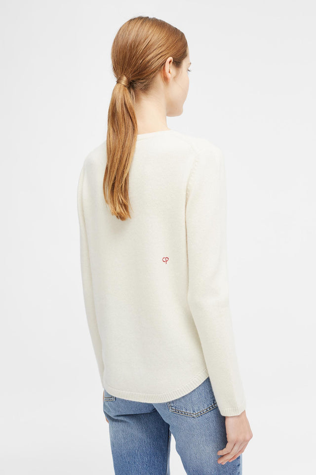 Cream Embroidered Love Sweater image 3