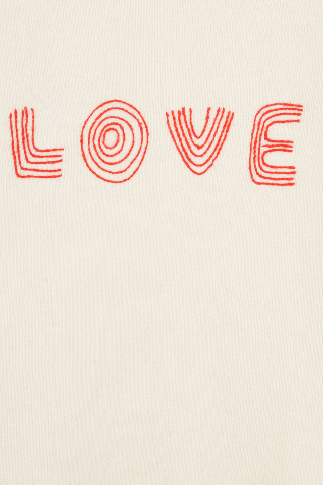 Cream Embroidered Love Sweater image 6