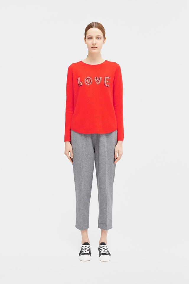 Red Embroidered Love Sweater image 5