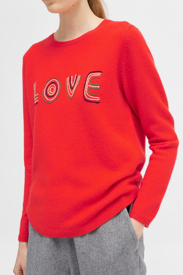 Red Embroidered Love Sweater image 4