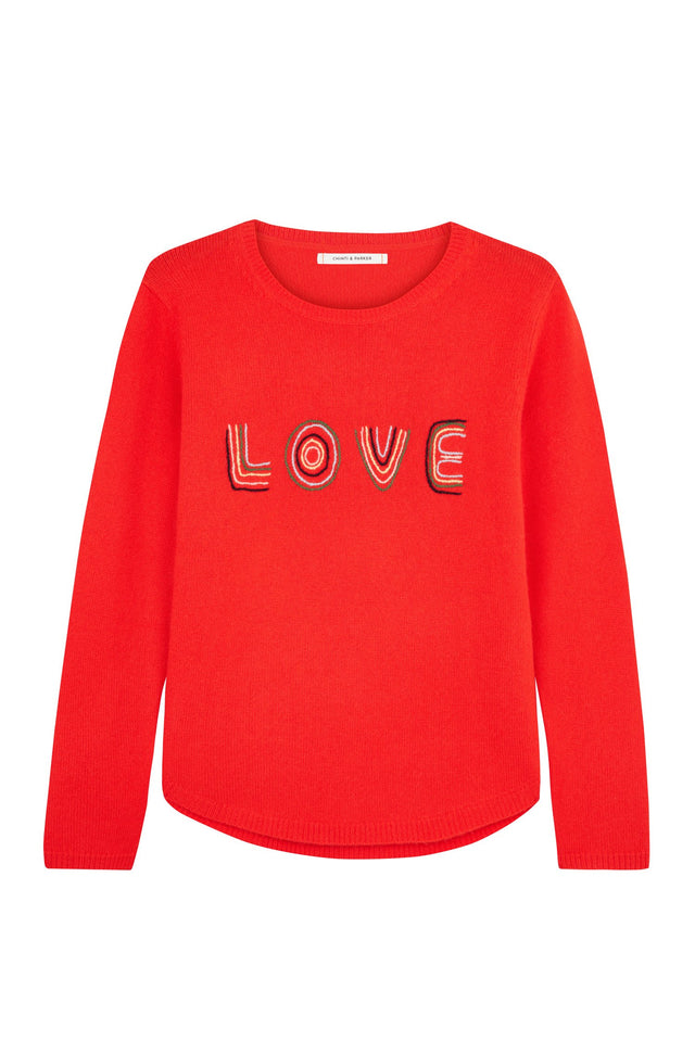 Red Embroidered Love Sweater image 2