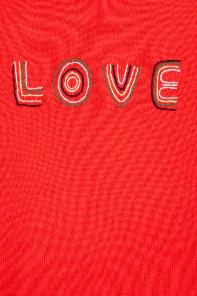 Red Embroidered Love Sweater image 6