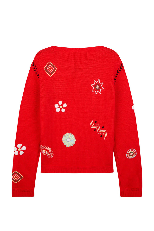 Red Embroidered Milagro Sweater image 5