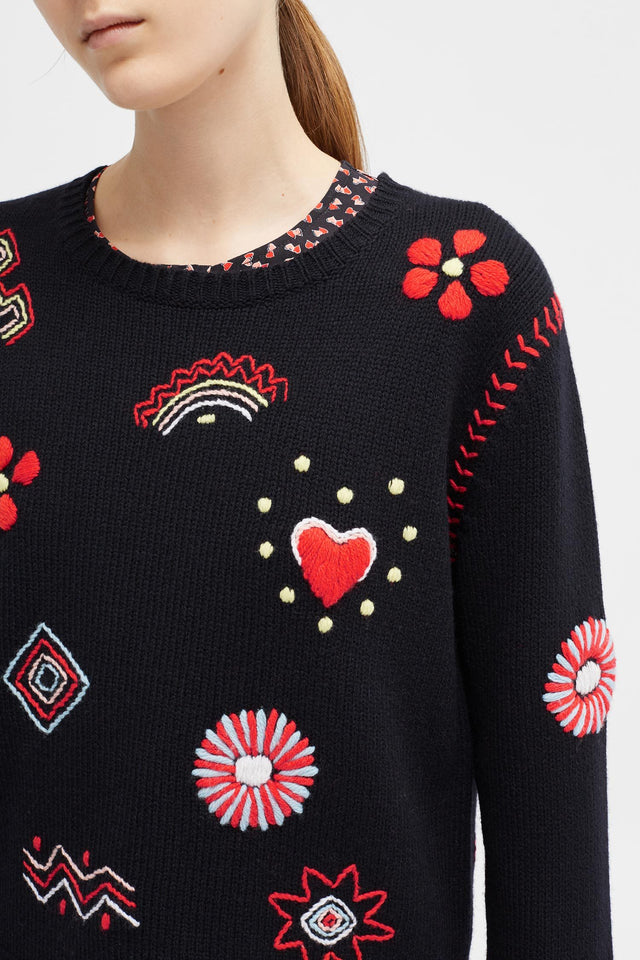 Navy Embroidered Milagro Sweater image 4