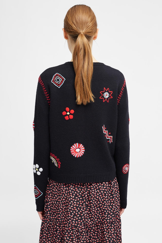 Navy Embroidered Milagro Sweater image 5