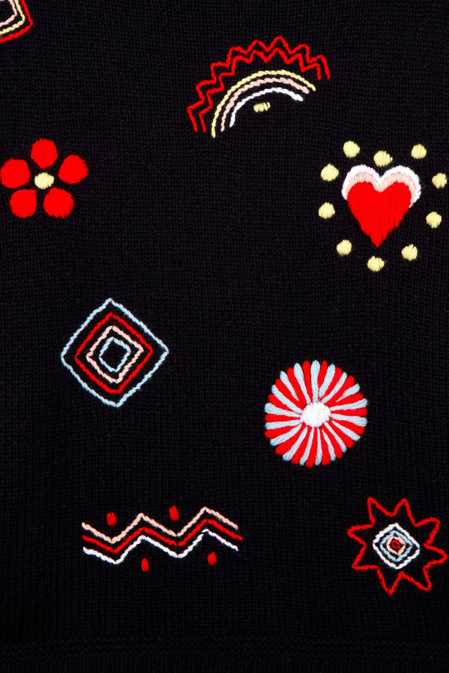 Navy Embroidered Milagro Sweater image 6