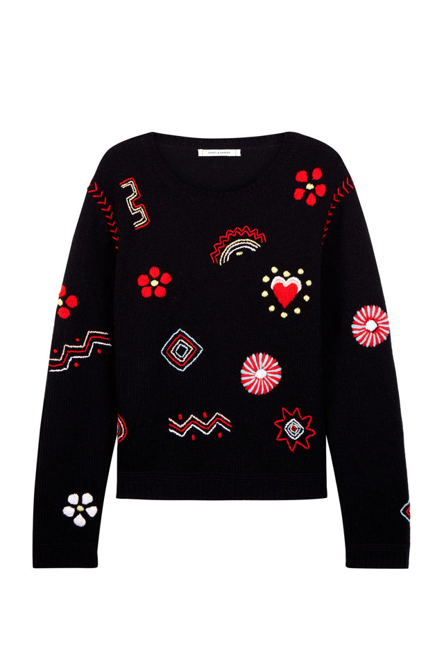 Navy Embroidered Milagro Sweater image 2