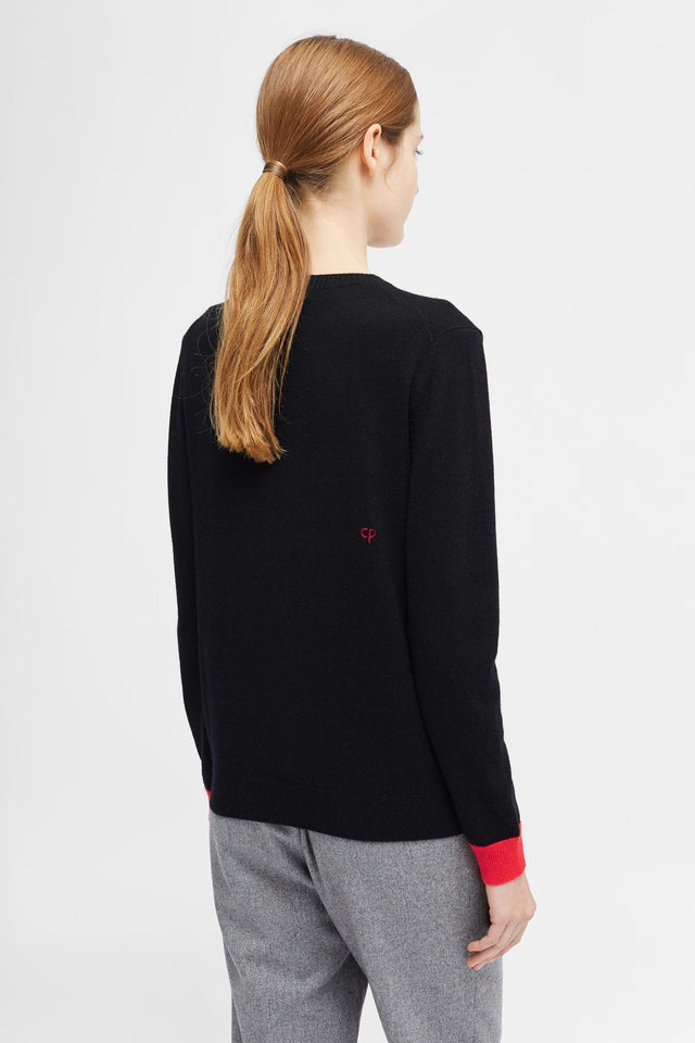 Black Embroidered Twin Heart Sweater image 5