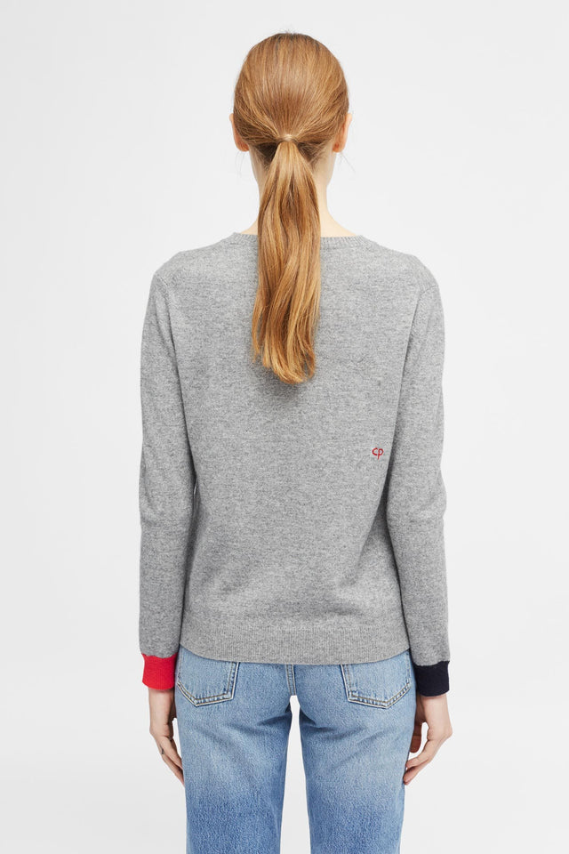 Grey Embroidered Twin Heart Sweater image 5