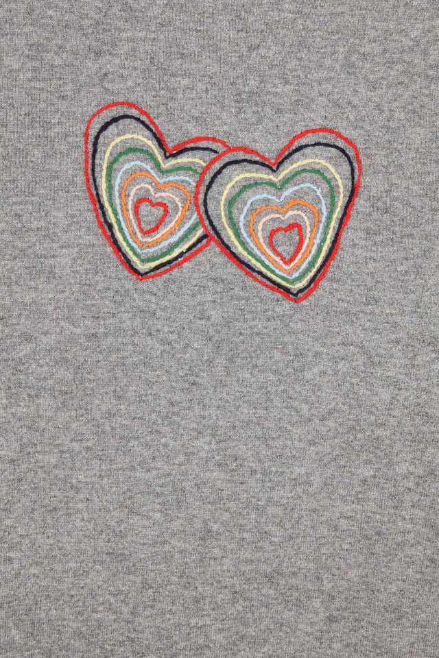 Grey Embroidered Twin Heart Sweater image 6