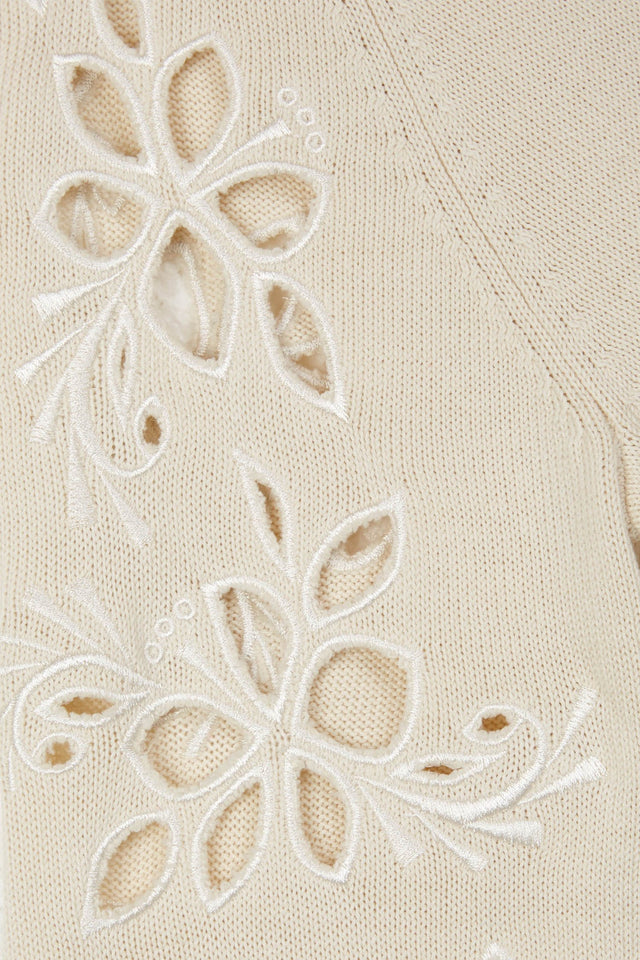 Cream Flower Cut Out Sweater image 5
