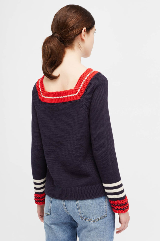 Navy Frida Square-Neck Sweater image 1