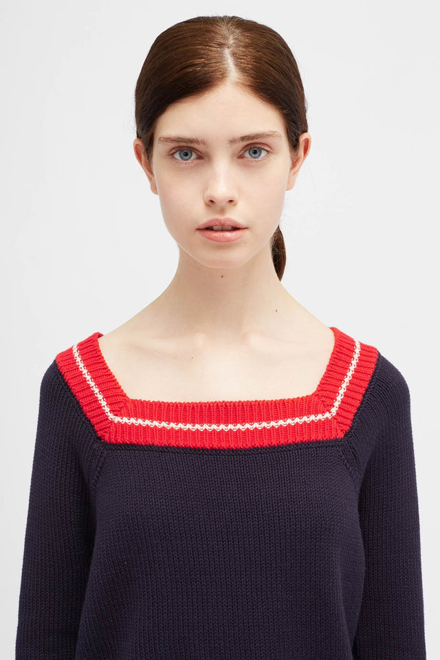 Navy Frida Square-Neck Sweater image 3