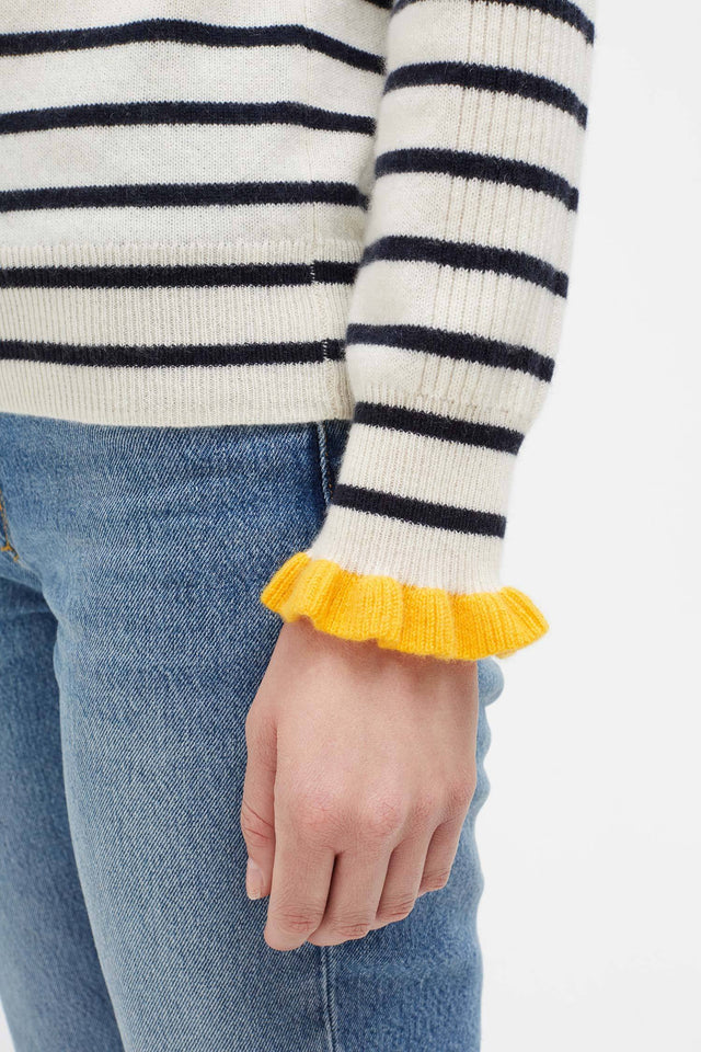Striped Cashmere Sweater with Frill Cuff image 3
