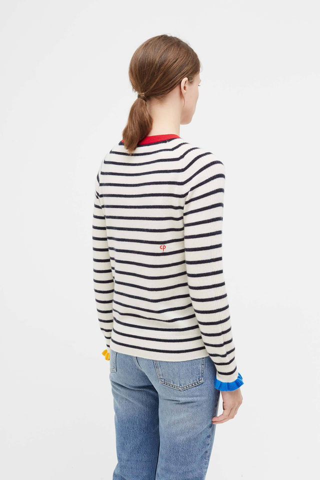Striped Cashmere Sweater with Frill Cuff image 4