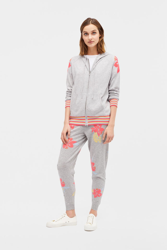 Grey Hibiscus Cashmere Hoodie image 2