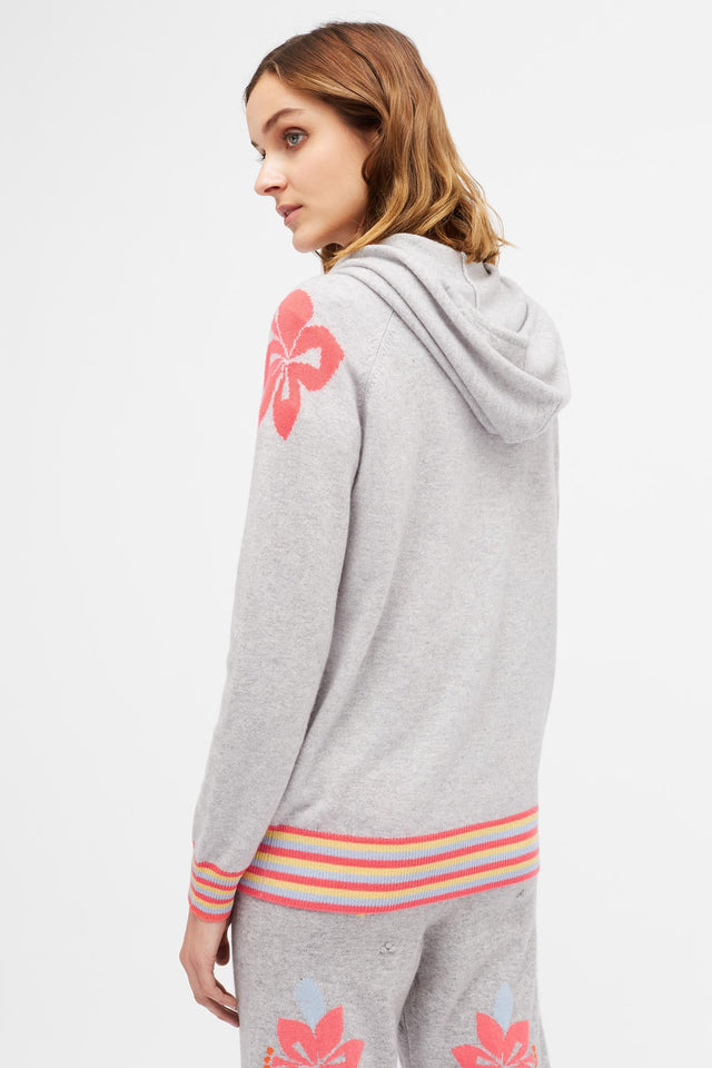 Grey Hibiscus Cashmere Hoodie image 3