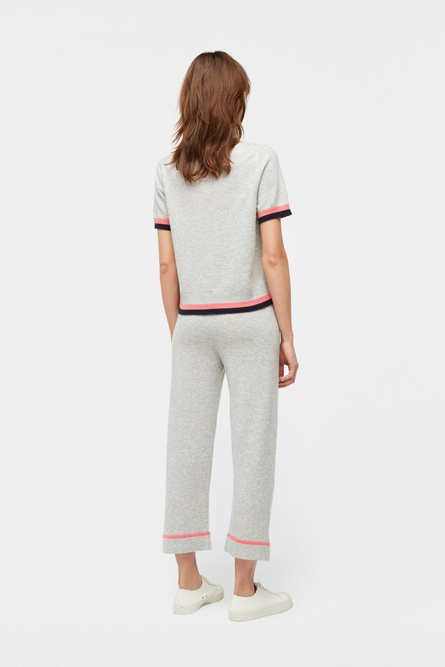 Grey Stripe Trim Cashmere T-Shirt image 4