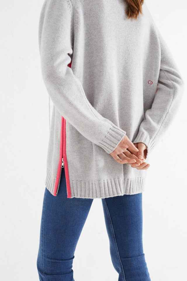 Grey Zip Side Cashmere Sweater image 4