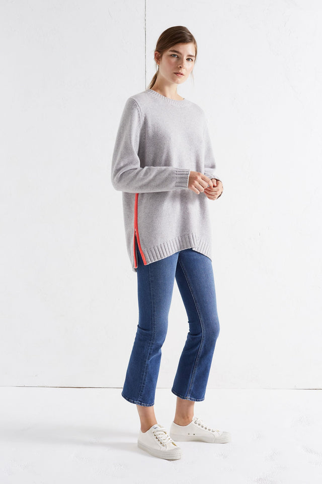 Grey Zip Side Cashmere Sweater image 3