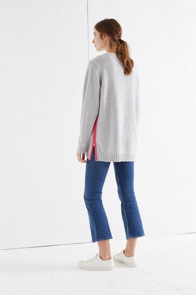 Grey Zip Side Cashmere Sweater image 5