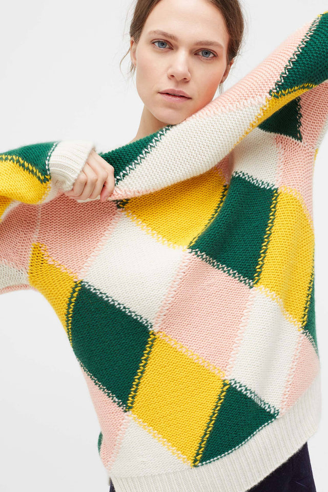 Multi-Colour Harlequin Cashmere Sweater image 3