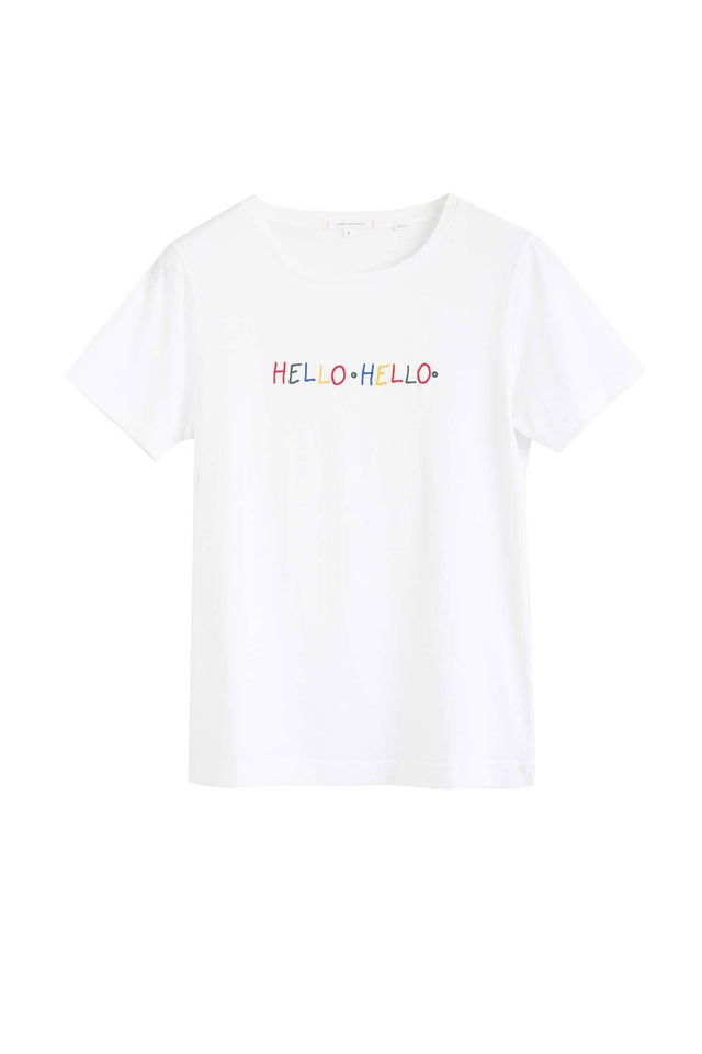 White Hello Hello Short Sleeve T-Shirt image 2