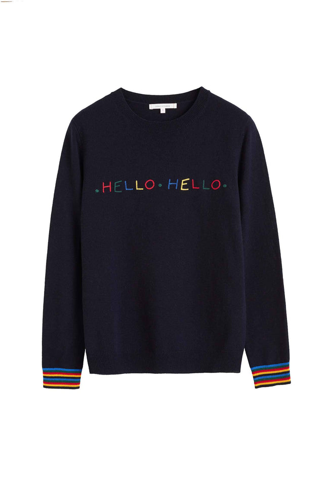 Navy Hello Hello Wool Sweater image 2