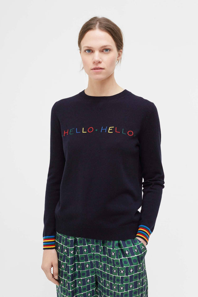 Navy Hello Hello Wool Sweater image 1