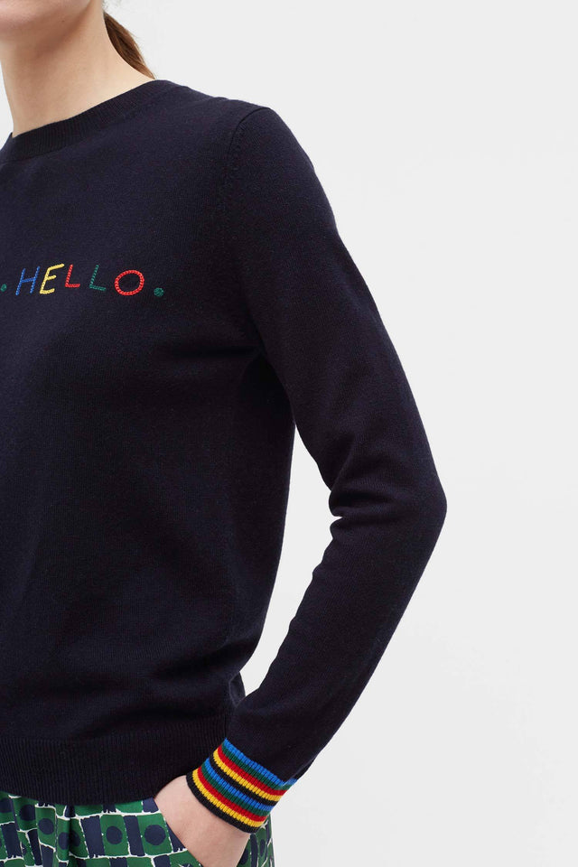 Navy Hello Hello Wool Sweater image 4
