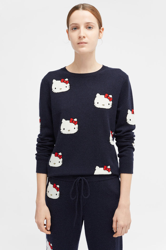 Navy Hello Kitty All Over Cashmere And Wool Sweater image 1