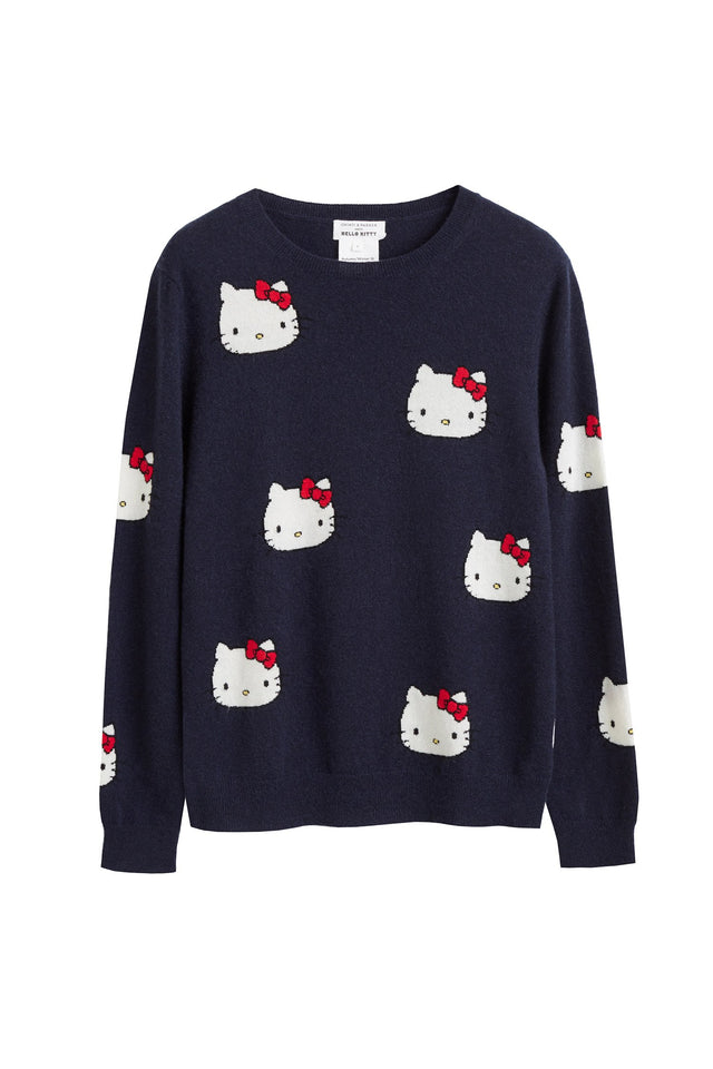 Navy Hello Kitty All Over Cashmere And Wool Sweater image 3