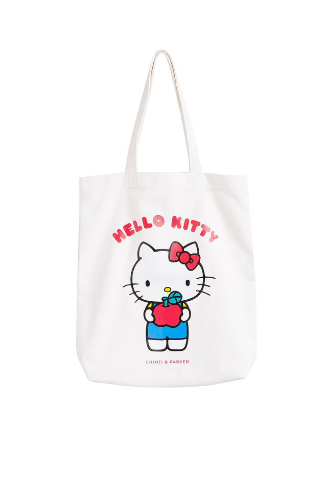 White Hello Kitty Apples Cotton Tote image 2