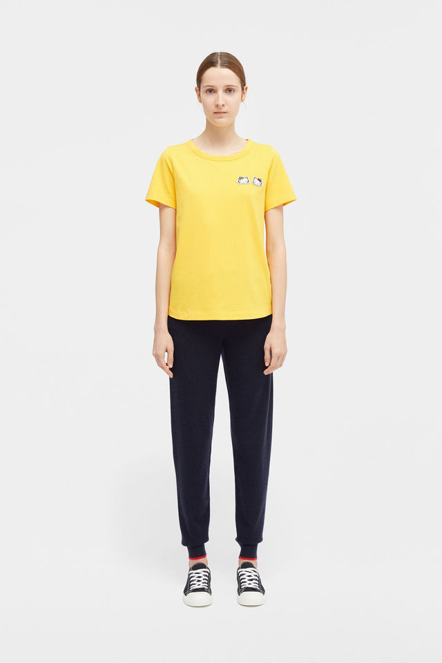 Yellow Hello Kitty Badge Cotton Tee image 3